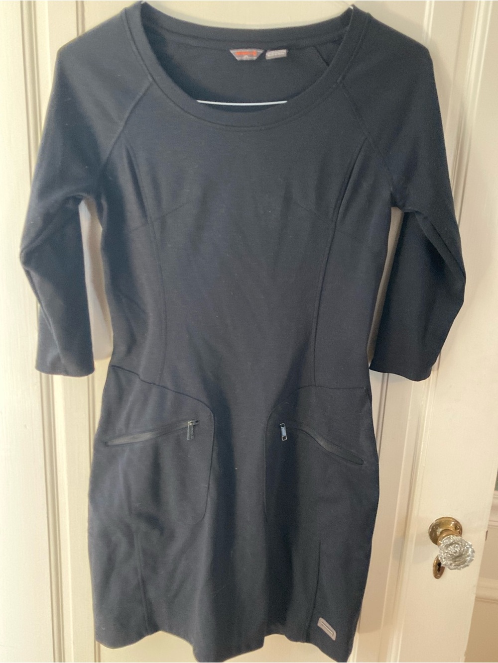 Merrell Black Long-Sleeve Knit Dress with Zip Pockets